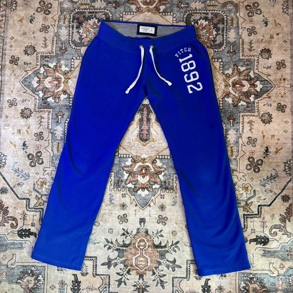 Y2K Abercrombie & Fitch Blue Fitch 1892 Graphic Sweatpants Small Comfy 2000s